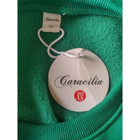 Caracilia, vintage Green Long Sleeve Sweatshirt Rayon Polyester Blend XS NWT - Picture 3 of 8